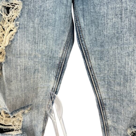 Express Jeans Y2K Acid Wash Distressed Denim Jeans Slim Leg High Rise Size 4 - Picture 4 of 15